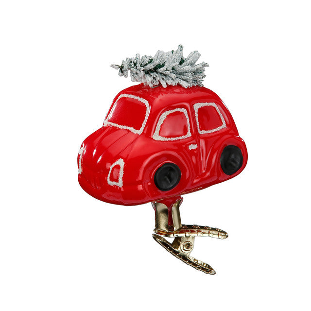 Kerstauto rood, 7,6 cm