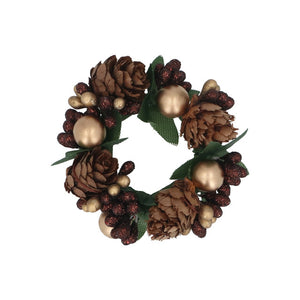 Pine Cone/Gold Bead candle Ring, Sml