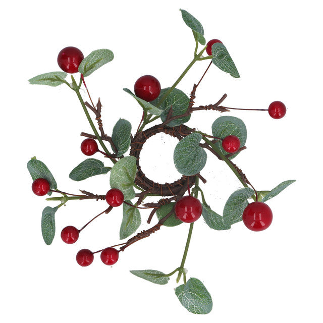 Eucalyptus/Red Berry Candle Ring, Sml
