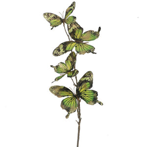 Green Butterflies on Twigs Spray