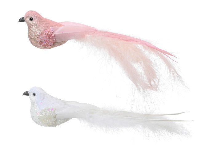 vogel clip wit / roze