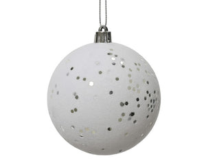 Kerstbal wit glitter vilt