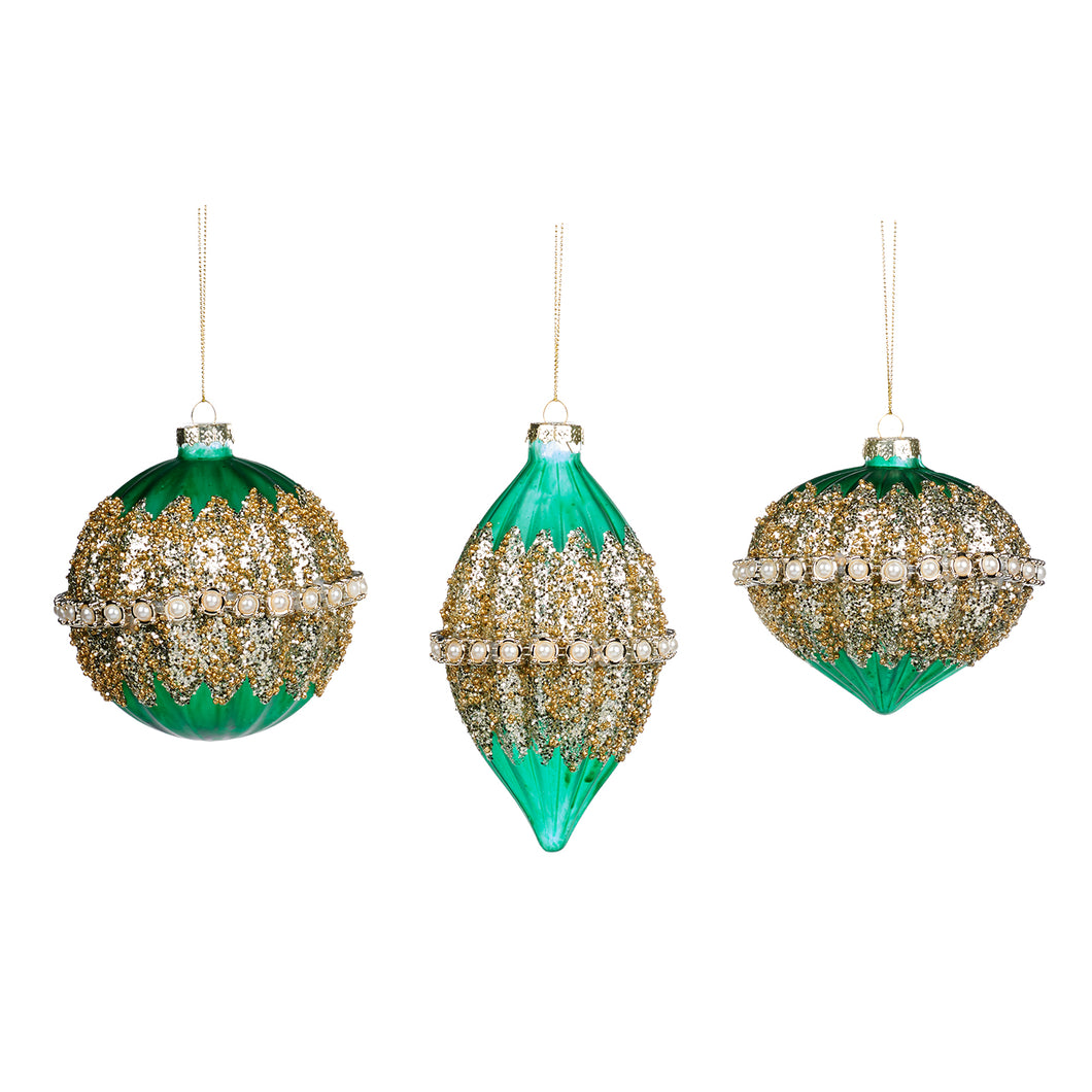 Boule de Noël perle verte (la pièce)